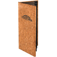 Menu Solutions CO660BD-NC 4 1/4" x 14" Customizable Natural Cork 6 View Booklet Menu Cover