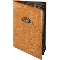 Menu Solutions CO660D-NC 8 1/2" x 14" Customizable Natural Cork 6 View Booklet Menu Cover