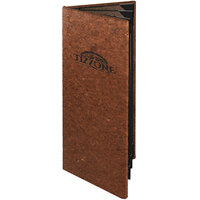 Menu Solutions CO660BD-DB 4 1/4" x 14" Customizable Dark Cork 6 View Booklet Menu Cover