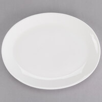 Tuxton AMU-021 Modena AlumaTux Pearl White (European White) 11 1/8" x 8 5/8" Oval China Platter - 12/Case