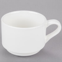 Tuxton AMU-083 Modena AlumaTux Pearl White (European White) 7 oz. China Stackable Cup - 36/Case