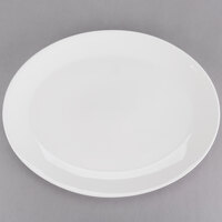 Tuxton AMU-025 Modena AlumaTux Pearl White (European White) 15 3/8" x 11 7/8" Oval China Platter - 6/Case