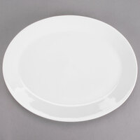 Tuxton AMU-023 Modena AlumaTux Pearl White (European White) 13" x 10 1/8" Oval China Platter - 12/Case