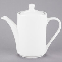 Tuxton AMU-102 Modena AlumaTux Pearl White (European White) 21 oz. China Coffee Pot With Lid - 6/Case