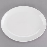 Tuxton AMU-022 Modena AlumaTux Pearl White (European White) 12" x 9 1/2" Oval China Platter - 12/Case