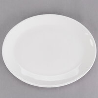 Tuxton AMU-027 Modena AlumaTux Pearl White (European White) 10" x 7 3/4" Oval China Platter - 12/Case