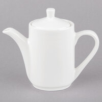 Tuxton AMU-101 Modena AlumaTux Pearl White (European White) 11 oz. China Coffee Pot With Lid - 6/Case