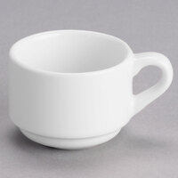 Tuxton AMU-081 Modena AlumaTux Pearl White (European White) 3 oz. Stackable China Espresso Cup - 36/Case