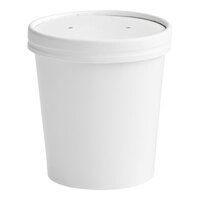Choice 16 oz. Double Poly-Coated White Paper Food Cup with Vented Paper Lid - 25/Pack