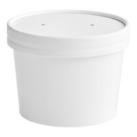 Choice 12 oz. Double Poly-Coated White Paper Food Cup with Vented Paper Lid - 25/Pack