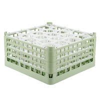 Vollrath 52708 Signature Lemon Drop Full-Size Light Green 20-Compartment 8 1/2" XX-Tall Glass Rack