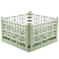 Vollrath 52732 Signature Full-Size Light Green 16-Compartment 9 15/16" XXX-Tall Glass Rack