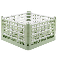 Vollrath 52771 Signature Full-Size Light Green 16-Compartment 10 9/16" XXX-Tall Plus Glass Rack