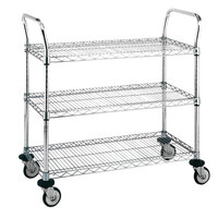 Metro MW701 Super Erecta 18" x 24" x 38" Three Shelf Standard Duty Chrome Utility Cart