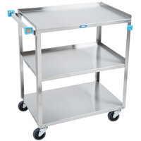 Lakeside 322 Standard Duty Stainless Steel 3 Shelf Utility Cart - 18 3/8" x 30 3/4" x 33"