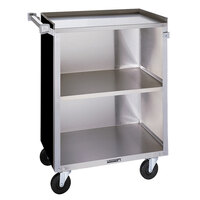 Lakeside 810B 3 Shelf Medium Duty Stainless Steel Utility Cart with Enclosed Base and Black Finish - 16 7/8" x 28 1/4" x 34 1/2"