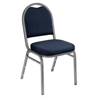 National Public Seating 9254-SV Dome Style Stack Chair with 2" Padded Seat, Silvervein Metal Frame, and Midnight Blue Fabric Upholstery