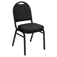 National Public Seating 9260-BT Dome Style Stack Chair with 2" Padded Seat, Black Sandtex Frame, and Ebony Black Fabric Upholstery