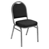 National Public Seating 9260-SV Dome Style Stack Chair with 2" Padded Seat, Silvervein Metal Frame, and Ebony Black Fabric Upholstery
