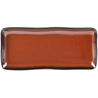 Tuxton GAR-550 TuxTrendz Artisan Red Rock 11 5/8" x 5 1/8" China Tray - 12/Case