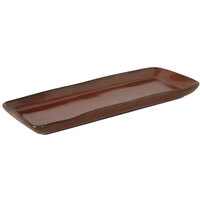 Tuxton GAR-551 TuxTrendz Artisan Red Rock 13 3/4" x 5" China Tray - 12/Case