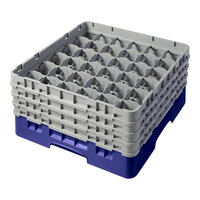 Cambro 36S800186 Navy Blue Camrack Customizable 36 Compartment 8 1/2" Glass Rack with 4 Extenders