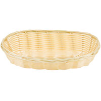 Thunder Group 8 3/4" x 4 1/2" x 1 3/4" Oblong Natural-Colored Rattan Cracker Basket - 12/Case