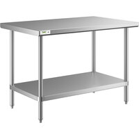 Regency 30 inch x 48 inch All 18-Gauge 430 Stainless Steel Commercial Work Table with Undershelf