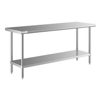 Regency 24 inch x 72 inch All 18-Gauge 430 Stainless Steel Commercial Work Table with Undershelf