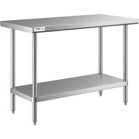 Regency 24 inch x 48 inch All 18-Gauge 430 Stainless Steel Commercial Work Table with Undershelf