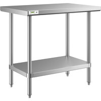 Regency 24 inch x 36 inch All 18-Gauge 430 Stainless Steel Commercial Work Table with Undershelf