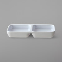 Thunder Group 19002WT Classic White 4 oz. Rectangular Melamine Two Compartment Sauce Dish - 12/Case