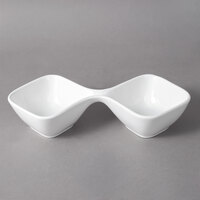 10 Strawberry Street WTR-4SQ2BWL Whittier 8 oz. White Square Porcelain Divided Bowl - 24/Case