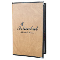 Menu Solutions RS140D Royal Select Series 8 1/2" x 14" Customizable Leather-Like 4 View Booklet Menu Cover