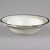 CAC 6 3/8" Ivory (American White) Scalloped Edge China Fruit Bowl with Black Band - 36/Case