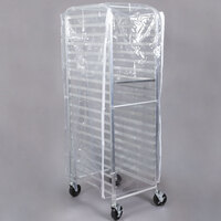 Winholt Heavy Duty Clear Bun Pan Rack Cover with 3 Zippers - 28" x 23" x 61"