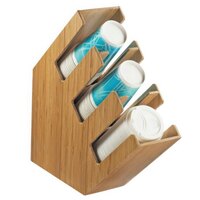 Cal-Mil 2048-3-60 Bamboo 3-Section Slanted Countertop Cup and Lid Organizer