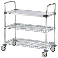 Metro MW404 Super Erecta 21" x 36" x 39" Three Shelf Standard Duty Utility Cart