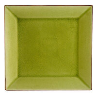 CAC 666-5G Japanese Style 5" Square Stoneware Plate - Black Non-Glare Glaze / Golden Green - 36/Case