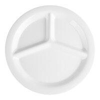 Carlisle 3300002 Sierrus 10 1/2" White 3 Compartment Narrow Rim Melamine Plate - 12/Case