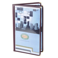 Menu Solutions SE350D-BURG 8 1/2" x 14" Burgundy Quad Panel Booklet Menu Jacket with 8 Views