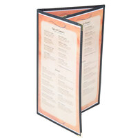 Menu Solutions SE330D-BLACK 8 1/2" x 14" Black Triple Panel Folding Menu Jacket with 6 Views