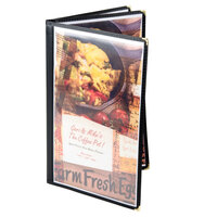 Menu Solutions SE340D-BLACK 8 1/2" x 14" Black Triple Panel Booklet Menu Jacket with 6 Views