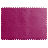 Choice 10" x 14" Wine Colored Paper Placemat with Scalloped Edge - 1000/Case