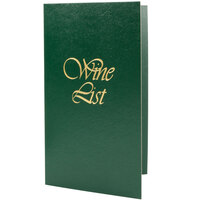 Menu Solutions L702A 5 1/2" x 8 1/2" Green Wine List Cover