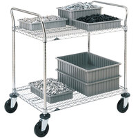 Metro 2SPN43ABR Super Erecta Brite Two Shelf Heavy Duty Utility Cart with Rubber Casters - 21" x 36" x 39"