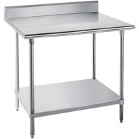 Advance Tabco SKG-240 24" x 30" 16 Gauge Super Saver Stainless Steel Commercial Work Table with Undershelf and 5" Backsplash