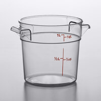 Cambro 1 Qt. Clear Round Polycarbonate Food Storage Container