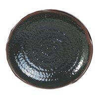 Thunder Group 1816TM Tenmoku Black 16" Lotus Shaped Melamine Plate - 12/Pack