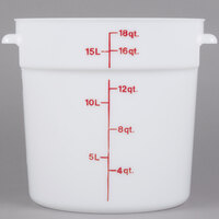 Cambro 18 Qt. White Round Polyethylene Food Storage Container